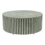 Targua Bone Inlay Drum / Side table in Black and White with Brass ...