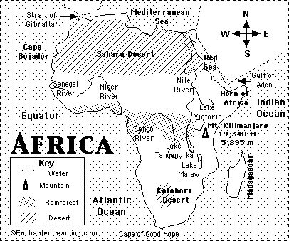 Africa Map/Quiz Printout - ZoomSchool.com