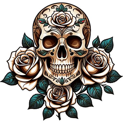 Skull And Roses, Illustration, Element, Skull PNG Transparent Image and Clipart for Free Download