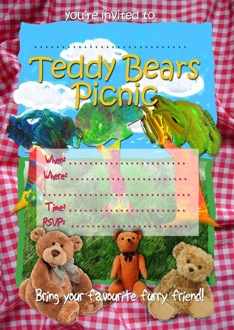 FREE Kids Party Invitations: Teddy Bears Picnic Invitation