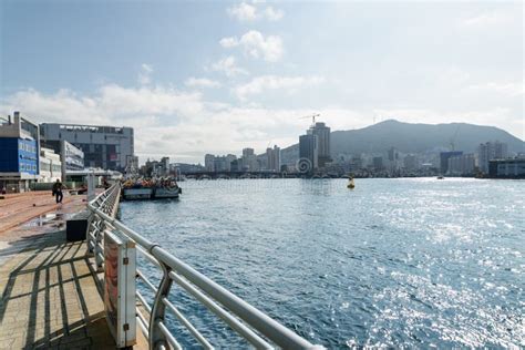 Busan Harbor Bridge and the Port of Busan in Korea Editorial Stock ...