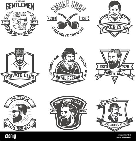 Set of smokers club, gentlemen club labels. Design elements for logo, emblem, sign, brand mark ...