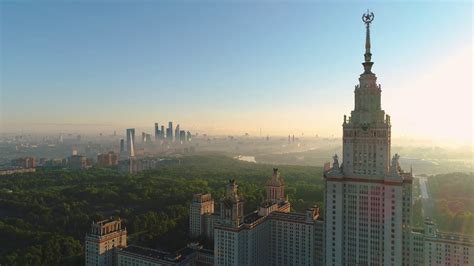 Flying Over Moscow State University Main Stock Footage SBV-347418668 ...