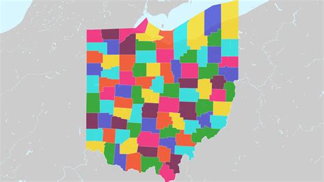 Counties of Ohio Interactive Colorful Map