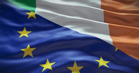 Ireland and European Union flag background. Relationship between ...