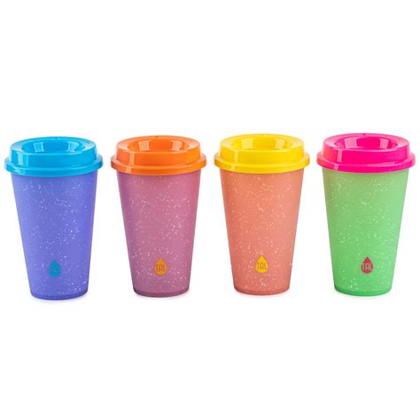 TAL Color Changing Glitter Cup 16 fl oz Tumbler, Multi-Color, 4 Pack ...