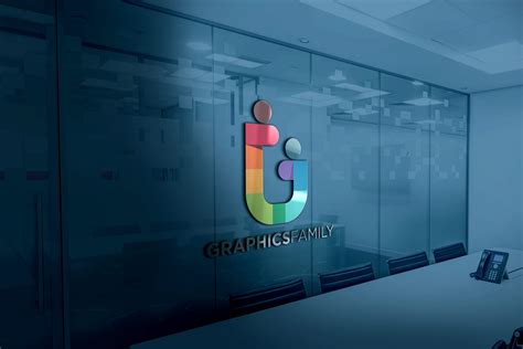 Free 3D Glass Window .PSD Logo MockUp – GraphicsFamily