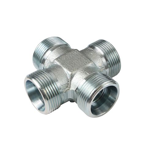 Metric Hydraulic Male Adapters Cross Pipe Fitting