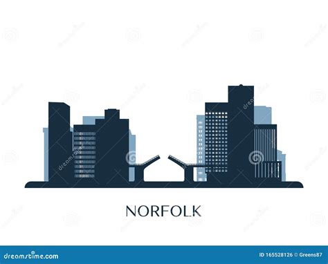 Norfolk Skyline, Monochrome Silhouette. Stock Vector - Illustration of ...