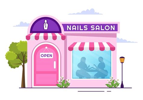 Nail Polish Salon Template Hand Drawn Cartoon Flat Illustration Receiving of Manicure or ...