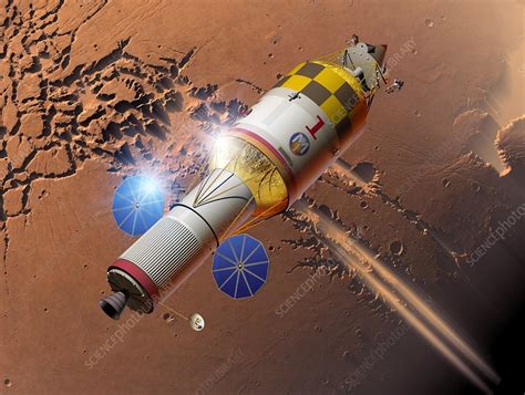 Manned mission to Mars, artwork - Stock Image - C024/6766 - Science ...