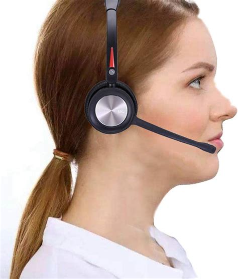 MKJ Wireless Headset with Microphone Hands Free Office Phone Headset Noise Cancelling for ...