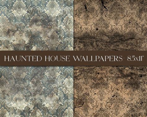 Vintage Halloween Haunted House Wallpaper Grunge Damask Paper - Etsy