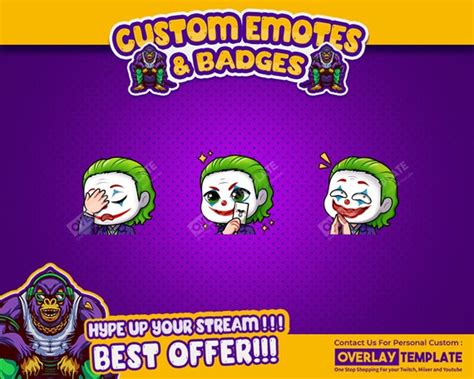 Cute Joker Emotes Joker clown Chibi Cartoon Joker - Etsy Australia