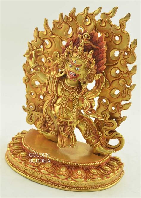 9.5" Vajrapani Statue, Fire Gilded in 24K Gold, Handmade in Nepal