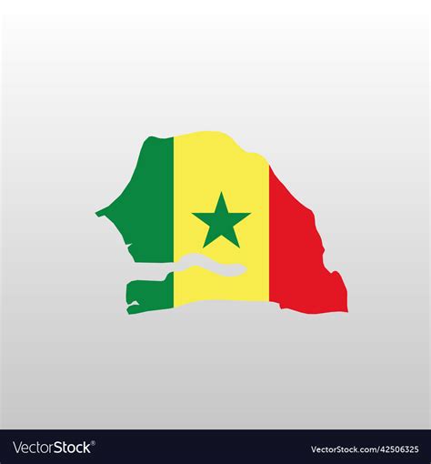 Senegal national flag in country map silhouette Vector Image