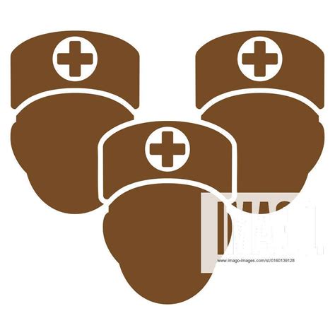 Medical Staff raster icon. Style is flat symbol, brown color, rounded angles, white background