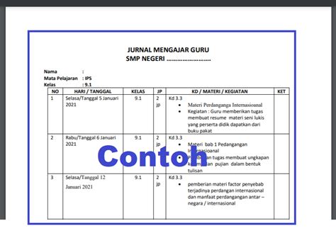 Jurnal Mengajar PJJ Guru SMP Tahun 2021 - Modul Ajar Kurikulum Merdeka