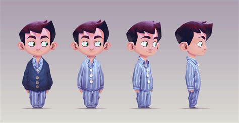 an animation character with different facial expressions and haircuts, standing in front of the ...