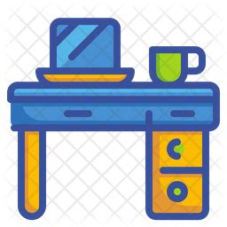 Desk Table Icon - Download in Colored Outline Style