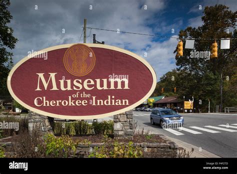 North Carolina, Cherokee, Cherokee Indian Reservation, sign for the ...