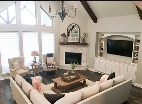 Love the built in for the tv | Corner fireplace living room, Farm house ...