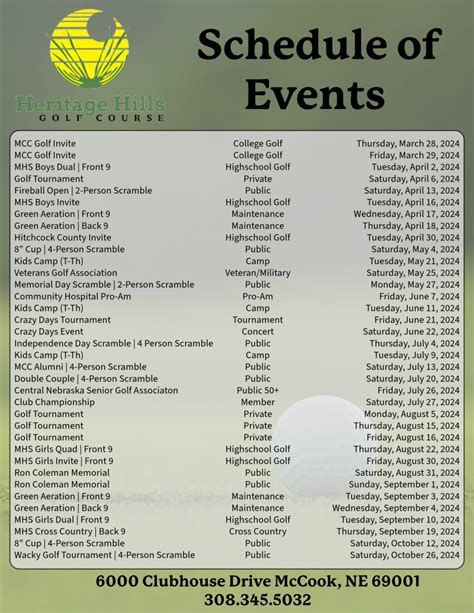 Events - Heritage Hills Golf Course