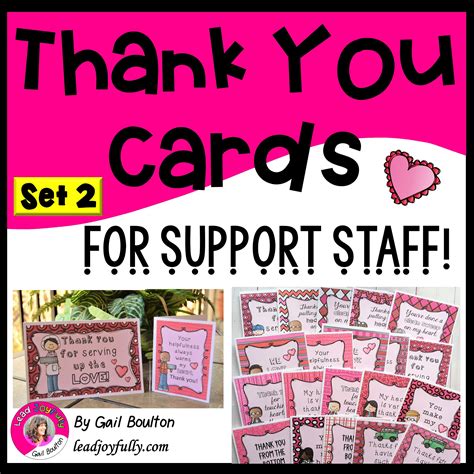 Thank You Cards for Support Staff (Heart theme)- Set 2 | Lead Joyfully