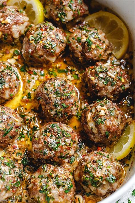 Baked Turkey Meatballs with Lemon Garlic Butter Sauce | Ground turkey recipes healthy, Healthy ...