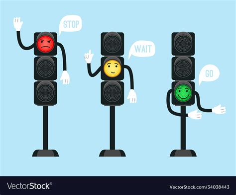 Cartoon traffic lights Royalty Free Vector Image