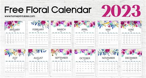 2024 floral calendar printable paper trail design in 2023 free - new ...