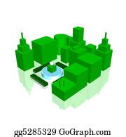 Drawing - Green city landscape. Clipart Drawing gg57575561 - GoGraph