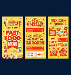 Fast food price cards set for restaurant Vector Image