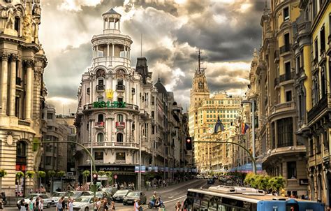 Wallpaper movement, street, Madrid images for desktop, section город ...