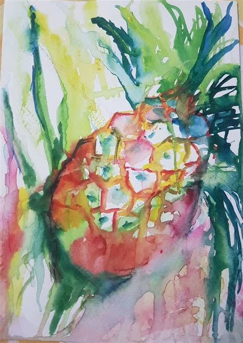 Miniature abstract fruit pineapple Painting by INSIYA MALBARI | Saatchi Art