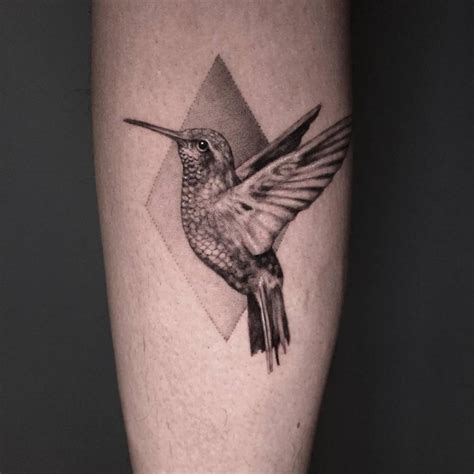 Micro-realistic hummingbird tattoo on the inner