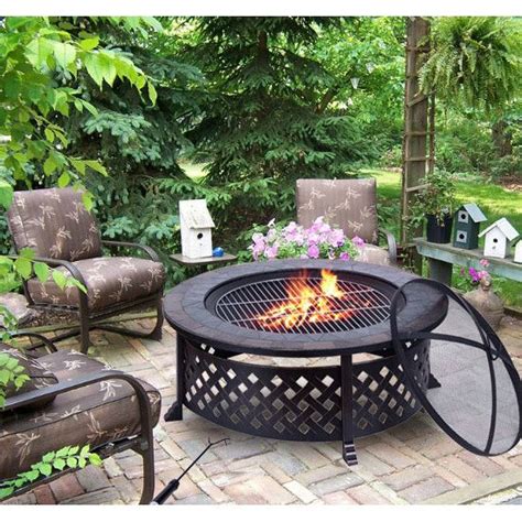 Homcom Outsunny Steel Charcoal Fire Pit | Fire pit landscaping, Outdoor ...