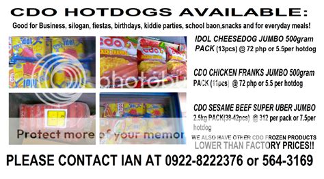 Looking For: CDO hotdogs at 135php per kilo FACTORY PRICED I have it here