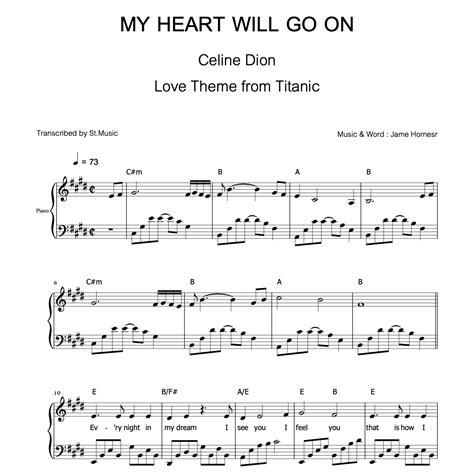 My Heart Will Go On Ost. Titanic (Celine Dion) โน้ตเปียโน - www ...