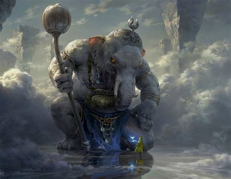 1920x1080px, 1080P free download | Elephant God, art, fantasy, cloud, luminos, elephant, gris ...