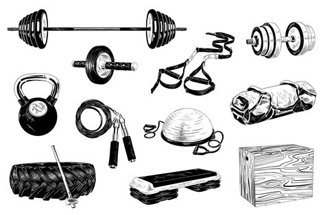 Gym equipment hand drawn sketches | How to draw hands, Gym, Fitness