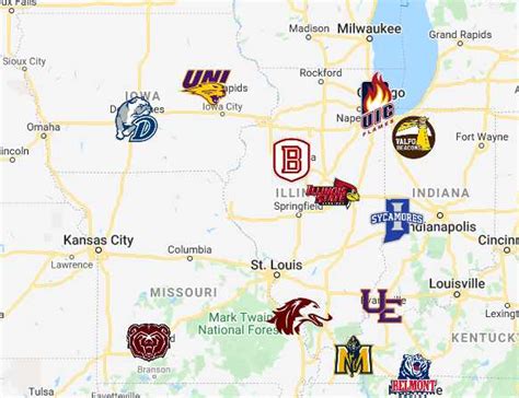 Missouri Valley Conference Map | Teams | Logos