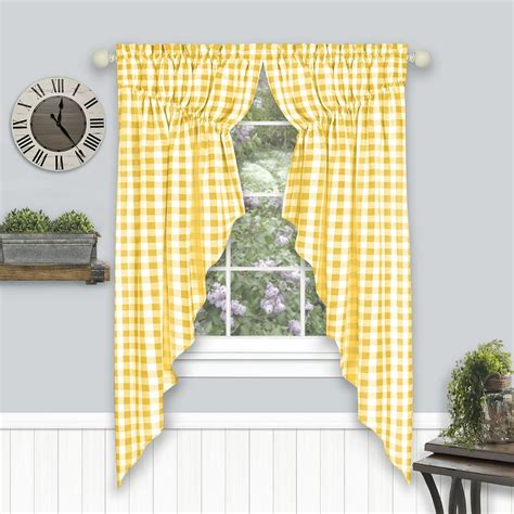 Woven Trends Farmhouse Curtains, Buffalo Plaid Curtain Shades, Gathered ...