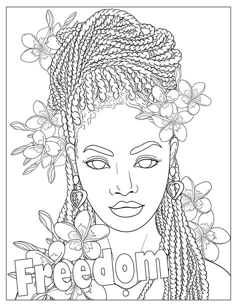 Freedom Coloring Page | Black Woman Diversity Digital Download | Print ...