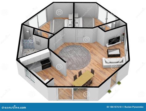 3d Floor Plan for Real Estate. Stock Illustration - Illustration of ...