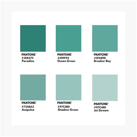 "Blue green pantone color swatch" Poster for Sale by softlycarol | Pantone colour palettes ...