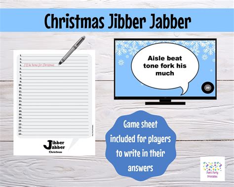 Virtual Game Jibber Jabber Christmas Game Sound Out the Words to Reveal Actual Meaning ...