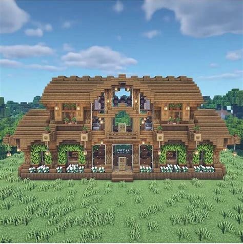 large wood mansion minecraft | Minecraft mansion, Minecraft cottage ...