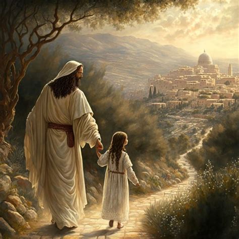 Jesus Walking With Little Girl Digital Child Christian - Etsy