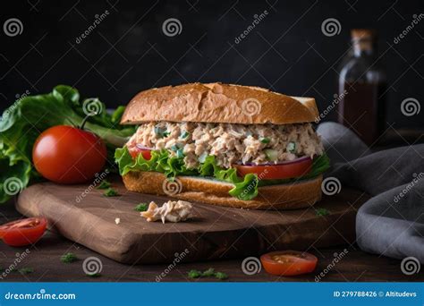 Classic Tuna Salad Sandwich with Fresh Lettuce, Ripe Tomato, and ...